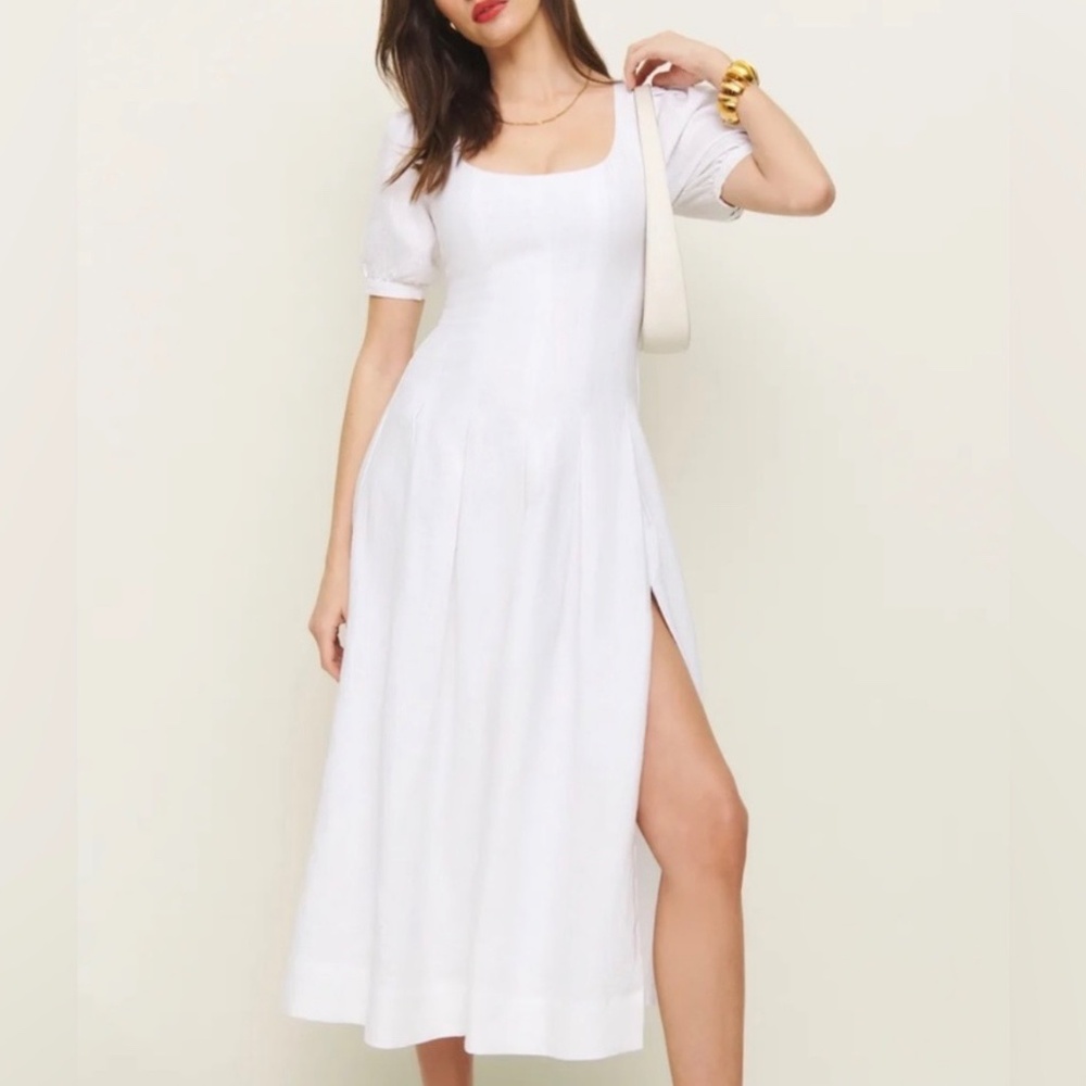 Reformation Coucou Linen Dress In White, brand new without tags, never worn. - Picture 3 of 7